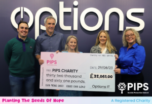 Read more about the article Scaling New Heights for a Vital Cause: Options Completes Mourne Wall Challenge to Raise £32,061 for PIPS Suicide Prevention Ireland